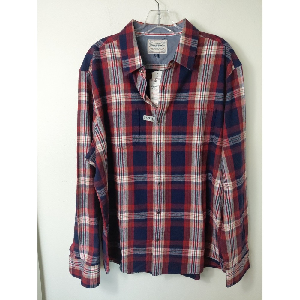Flag & Anthem Long Sleeve Plaid Flannel Button-Up Shirt Sz XL workwear Casual